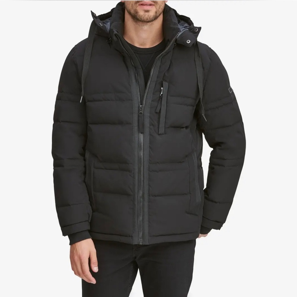 Men’s Down Winter Jacket with Removable Hood